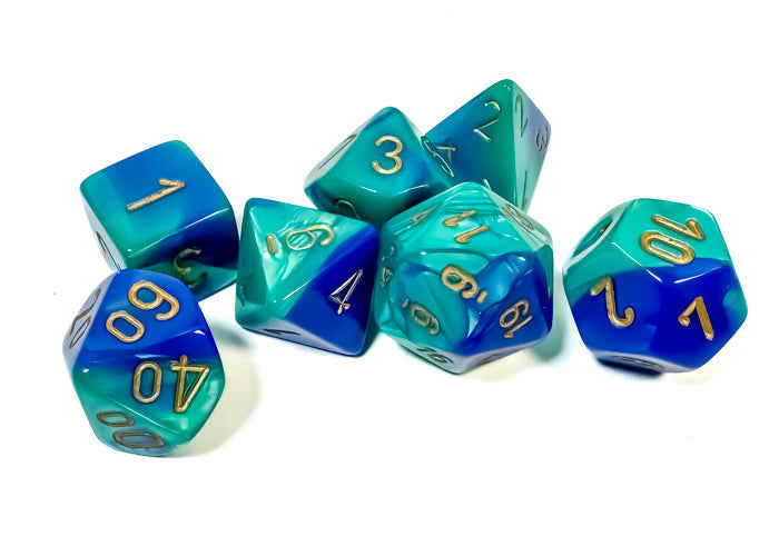 CHESSEX -Gemini Blue-Teal/gold Polyhedral 7-Dice Set
