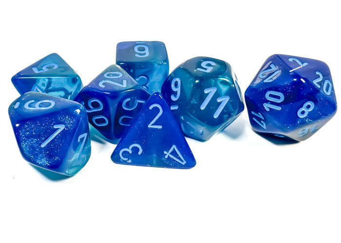 CHESSEX -Gemini Blue-Blue/light blue Luminary Polyhedral 7-Dice Set