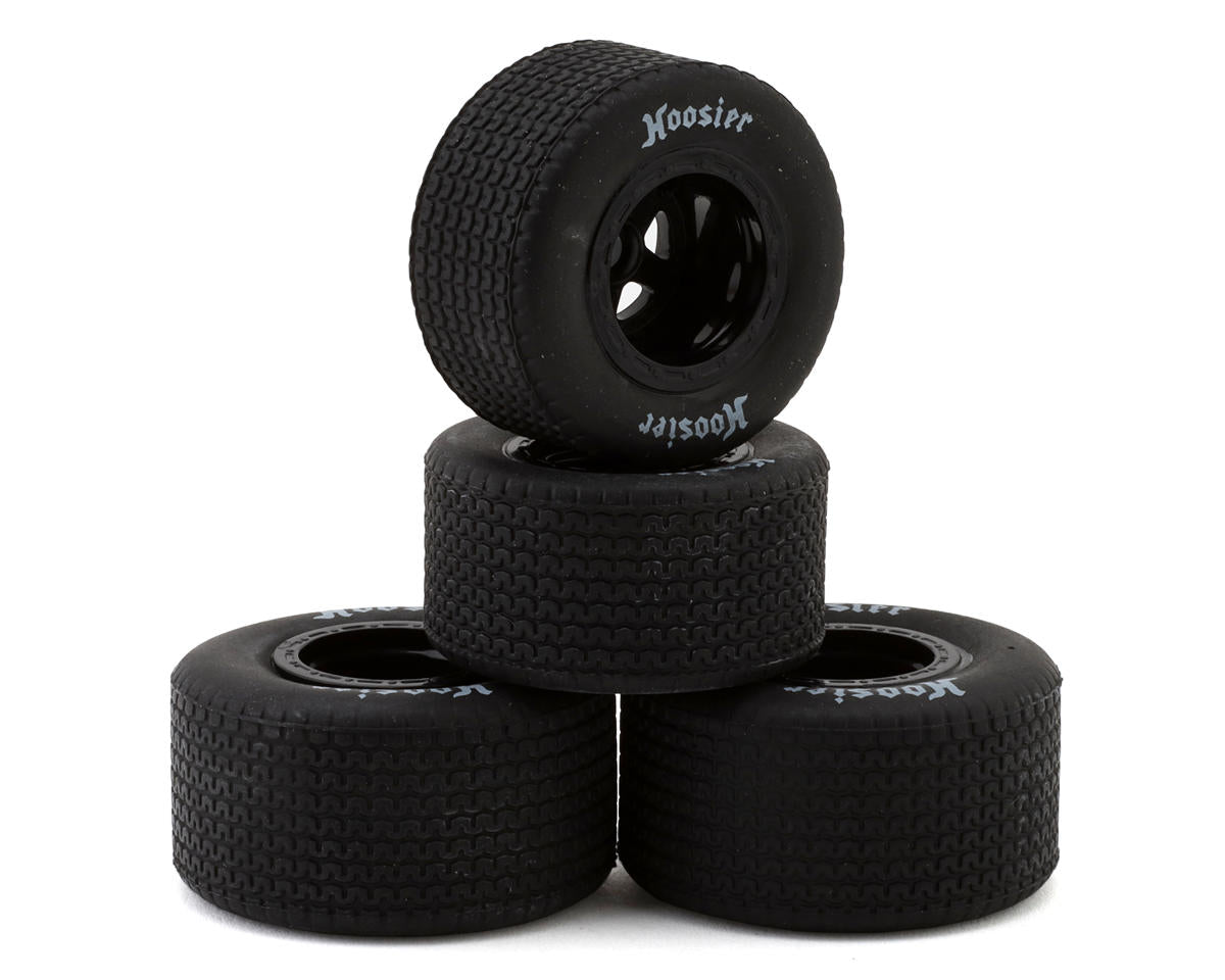 1RC 5537 Soft Front and Rear Hoosier Tires on Black Wheels for 1/18 EDM