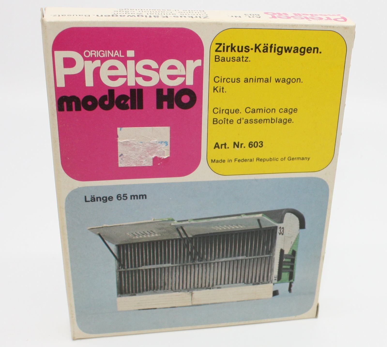 Preiser 603 HO Circus Animal Wagon Plastic Model Kit