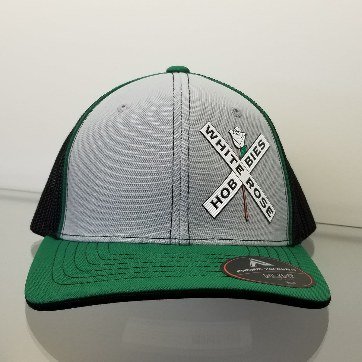 White Rose Hobbies WRH Logo Pacific Headwear 404M Silver/Black/Kelly
