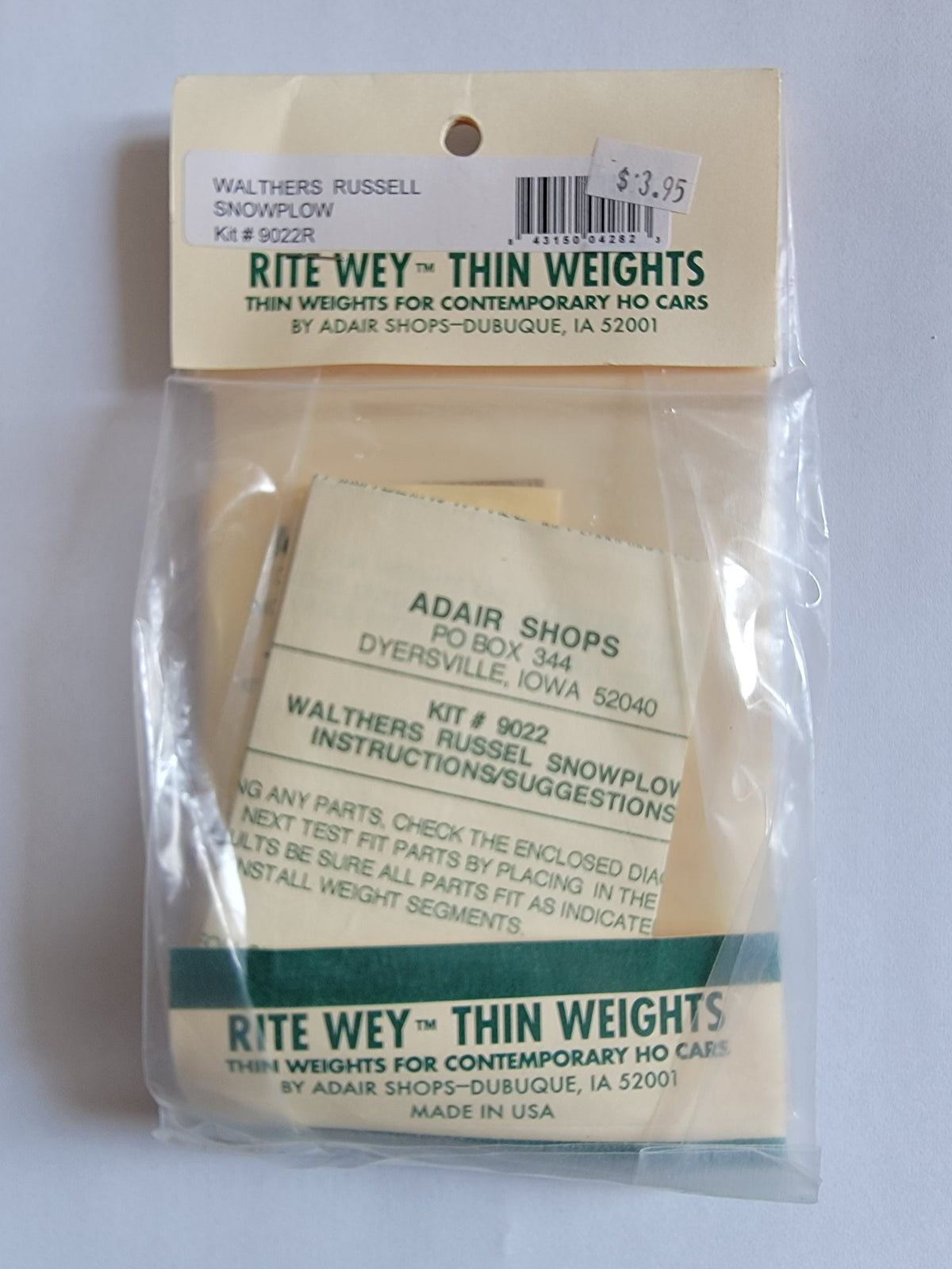 Rite Wey 9022R HO Scale Thin Weights - Walthers Russell Snow Plow