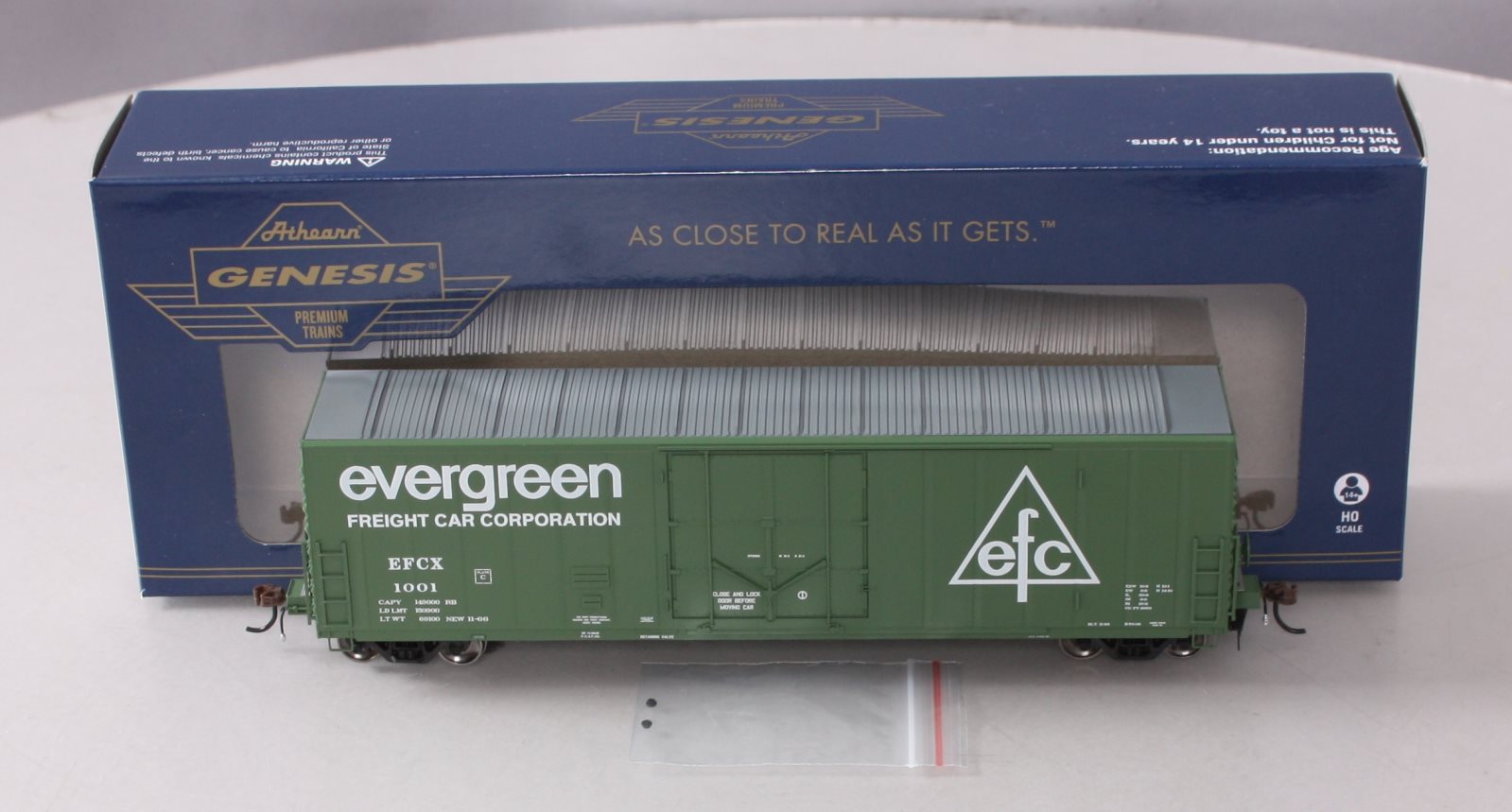 Athearn G26795 HO Evergreen Freight Car 50' PC&F Riveted Box w/ 10'6" Door #1001