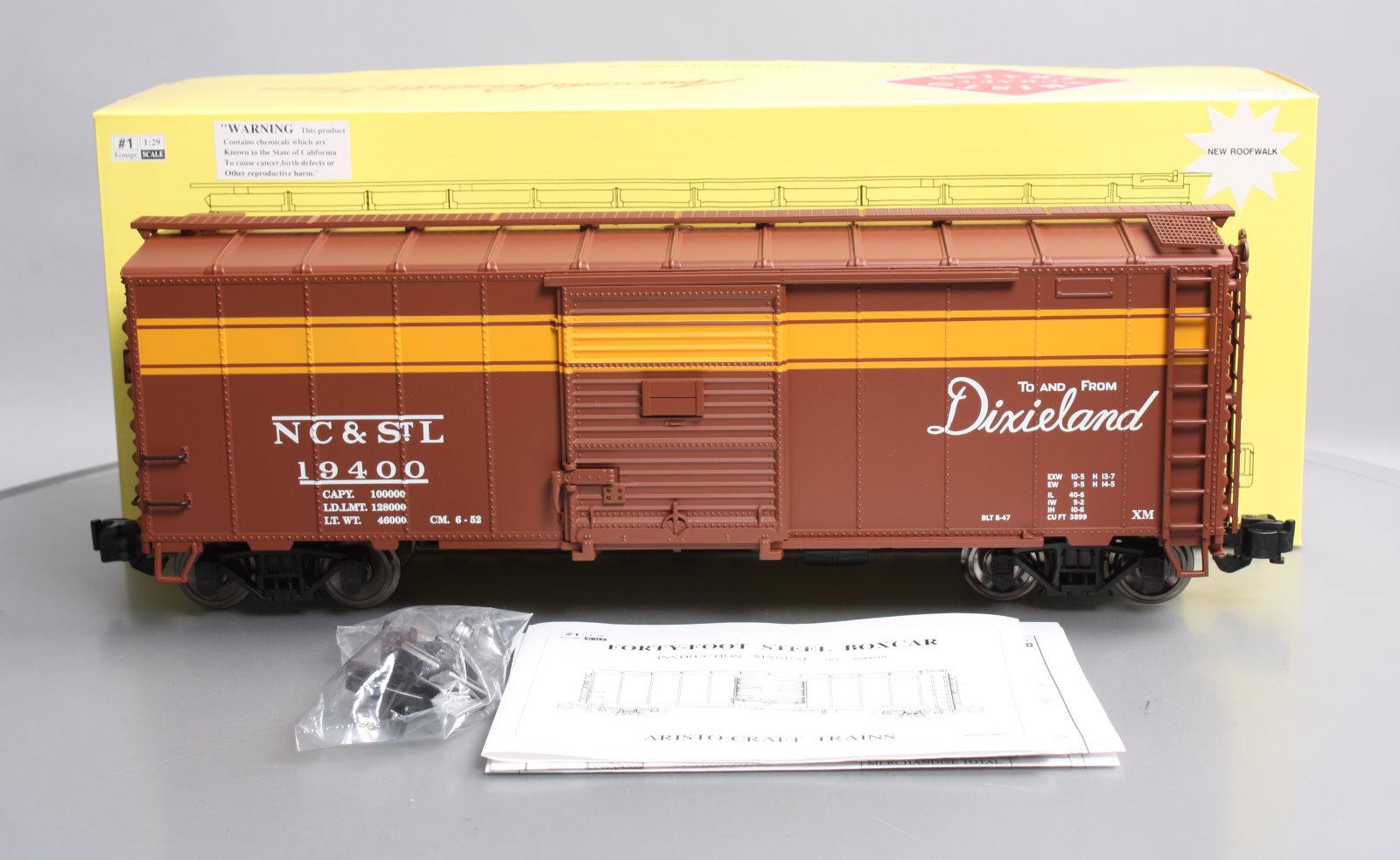 Aristo-Craft 46082S G Scale NC&STL "Dixieland" 2007 Boxcar #19400 (Metal Wheels)