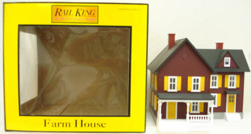 MTH 30-90253 O Scale Farm House - Maroon w/ Yellow Shutters