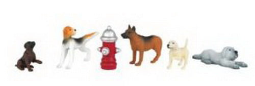 Bachmann 33108 HO Dogs w/Fire Hydrant Figures (Set of 6)
