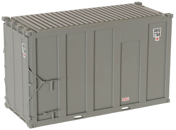 Atlas 20000379 HO Scale 20' High-Cube MSW Gray Containers AWIU Set #1 (Set of 4)