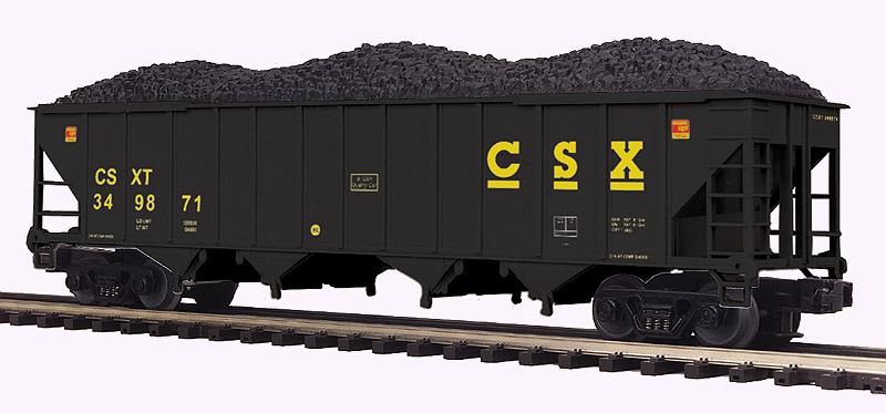 MTH 20-97775 O Scale CSX 4-Bay Hopper Car w/ Coal Load