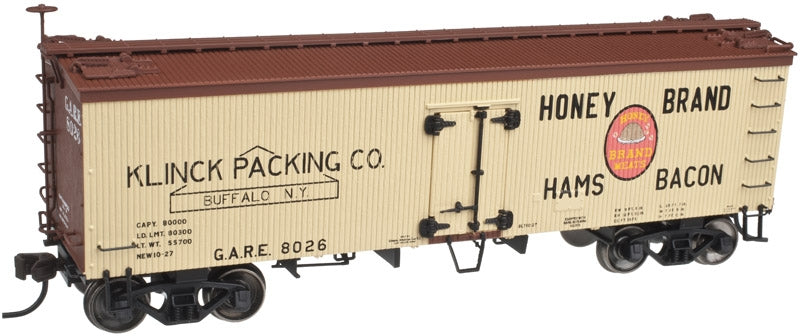 Atlas 20002706 HO Klinck Packing Company 36' Wood Reefer W/ Truss Rods #8026
