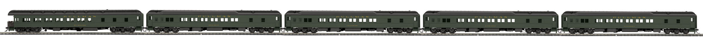 MTH 80-40007 HO Pullman Green Heavyweight Passenger Car Set (Set of 5)