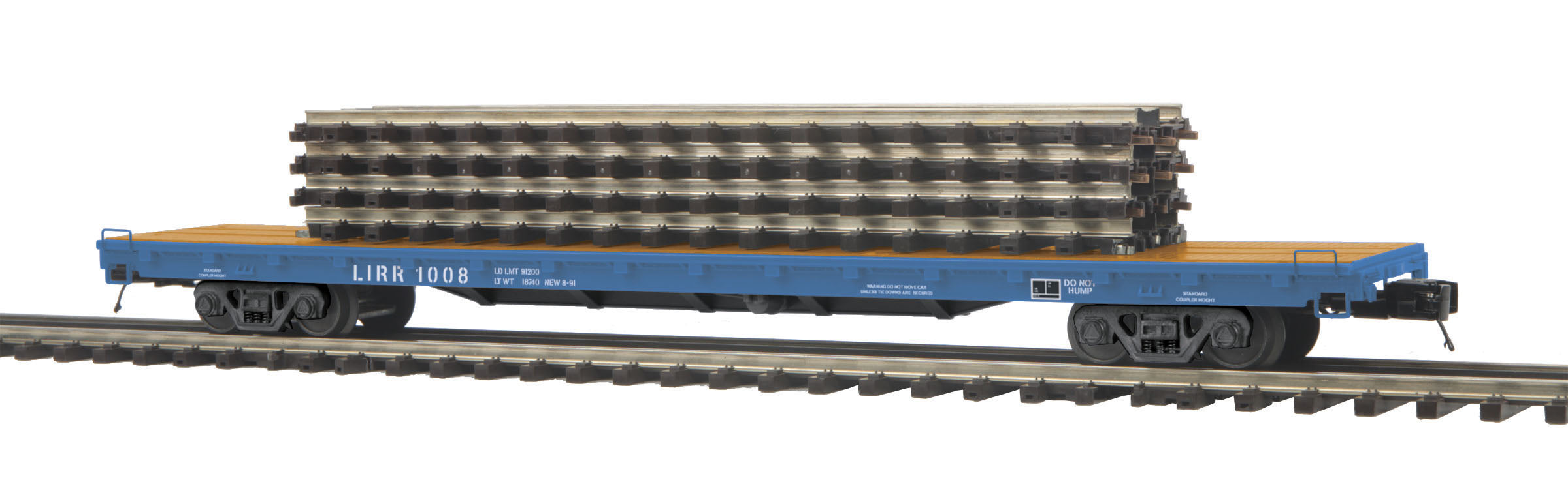 MTH 20-95146 O Long Island 60' Flat Car with 4 ScaleTrax 10" Straights