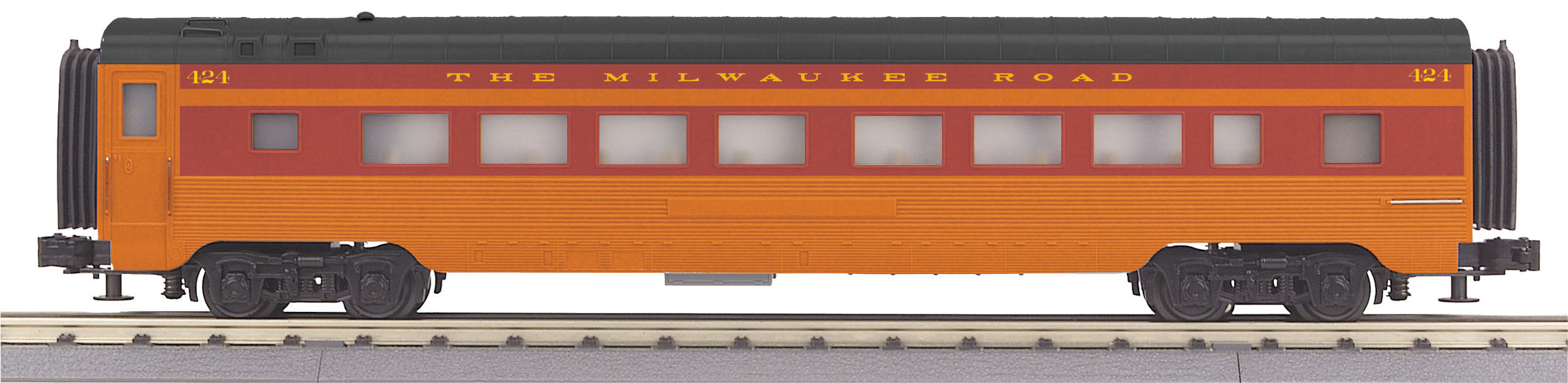 MTH 30-67861 O Milwaukee Road 60' Streamlined Fluted-Side ABS Coach 3-Rail