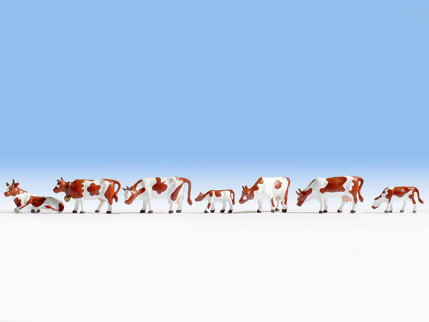 Noch 15723 HO Cows Brown & White Figures (Set of 7)