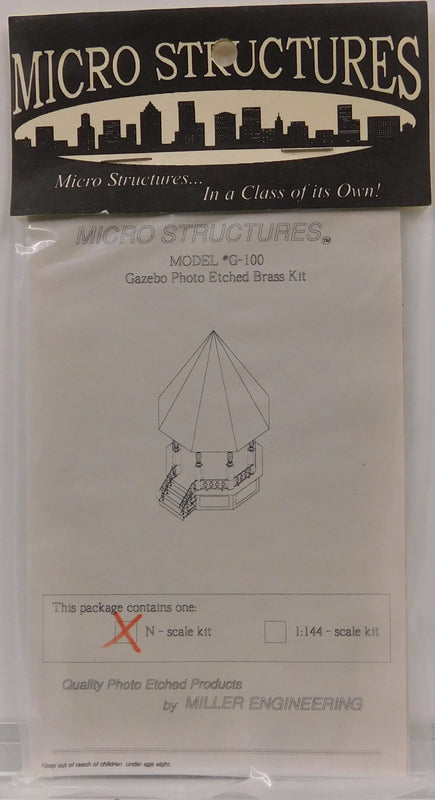 Micro Structures G-100 N Scale Gazebo Photo Etched Brass Kit