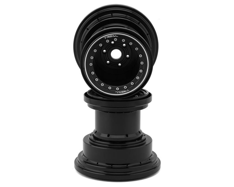 Treal Hobby Losi LMT Aluminum Monster Truck Bead-Lock Wheels (Black/Black) (2)