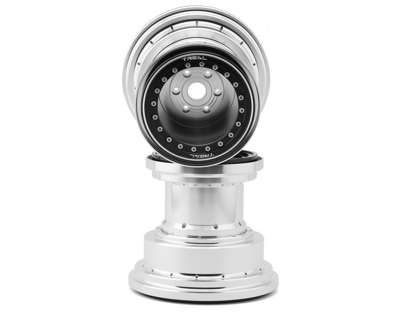 Treal Hobby Losi LMT Aluminum Monster Truck Bead-Lock Wheels (Silver/Black) (2)
