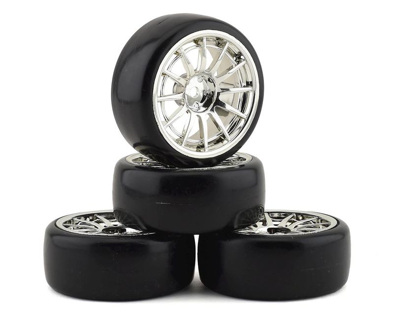 Integy Team Integy "Type IV" Complete Drift Wheel & Tire Set (Chrome) (4)