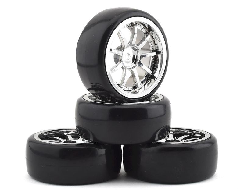 Integy Team Integy Type V Drift Wheel & Tire Set (Chrome) (4)