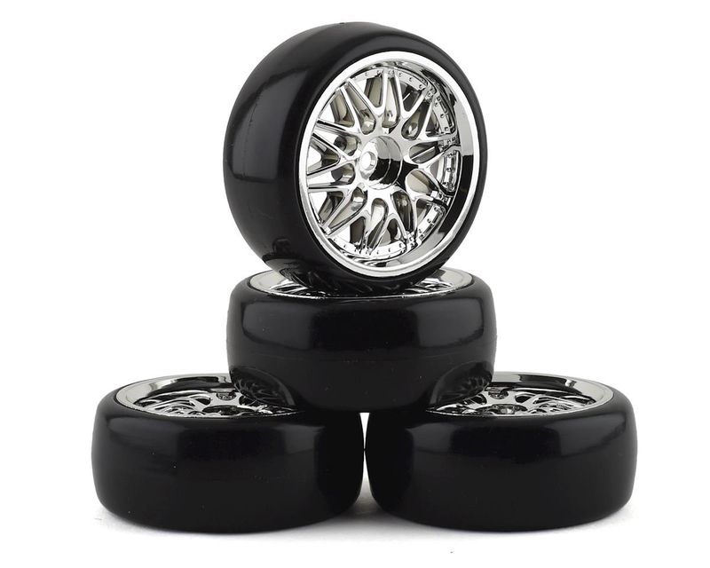 Integy Team Integy "Type II" Complete Drift Wheel & Tire Set (Chrome) (4)