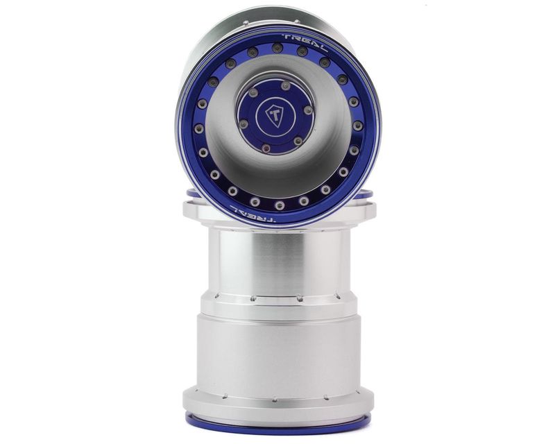 Treal Hobby 2.6" Aluminum Beadlock Monster Truck Wheels (Silver/Blue) (2)