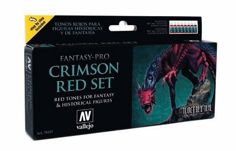 Vallejo 17ml Crimson Red Tones Fantasy-Pro Paint Set (8 Colors) 74103