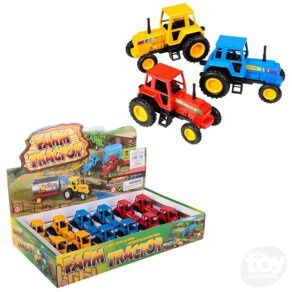 Toy Network 3.75IN PULL BACK FARM TRACTORS 12PCS
