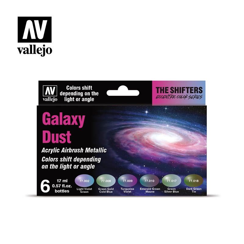 Vallejo 17ml Galaxy Dust Metallic Color Shift Paint Set (6 Colors) 77092