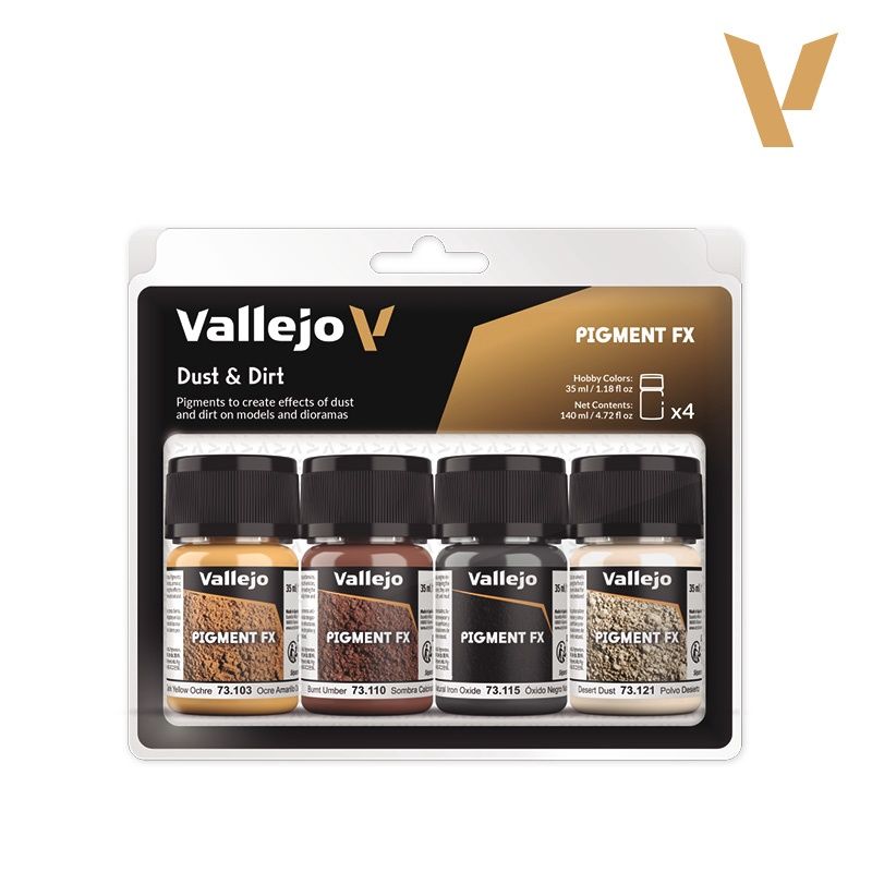 Vallejo 35ml Bottle Dust & Dirt Pigment Powder Set (4 Colors) 73190