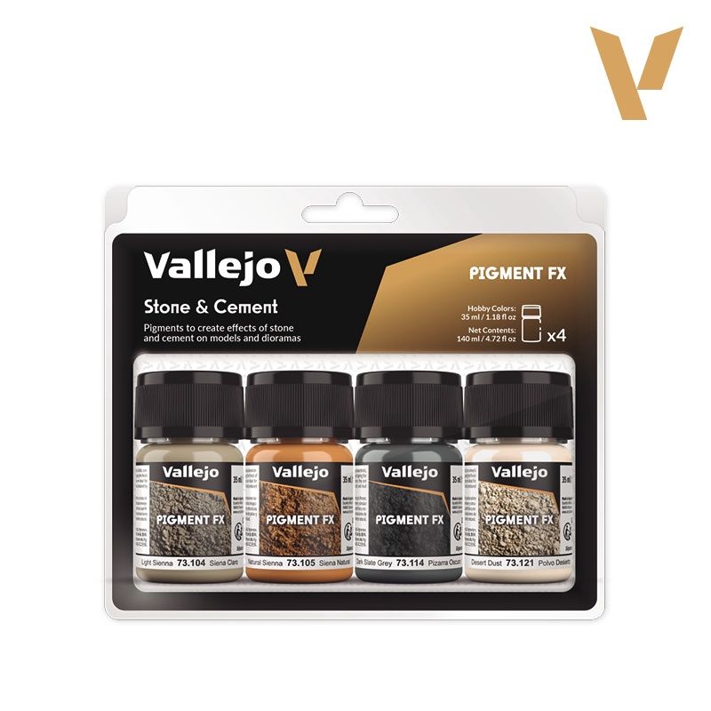 Vallejo 35ml Bottle Stone & Cement Pigment Powder Set (4 Colors) 73192