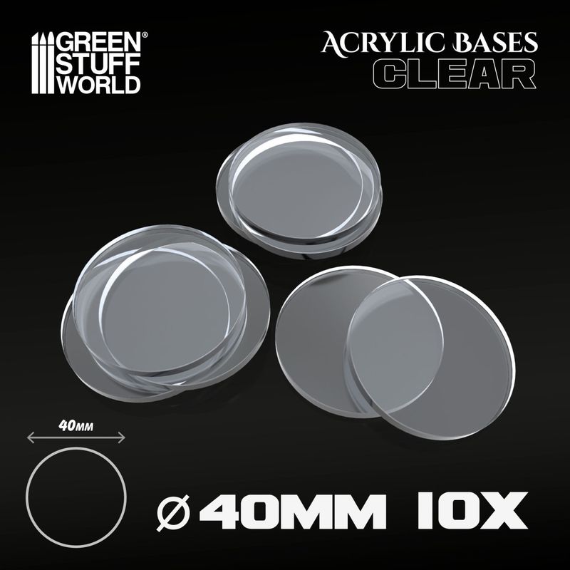Green Stuff World Acrylic Bases - Round 40 mm CLEAR
