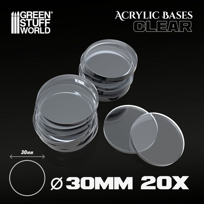 Green Stuff World Acrylic Bases - Round 30 mm CLEAR
