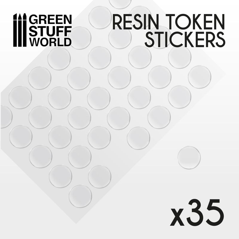 Green Stuff World 35x Resin Token Stickers 25mm