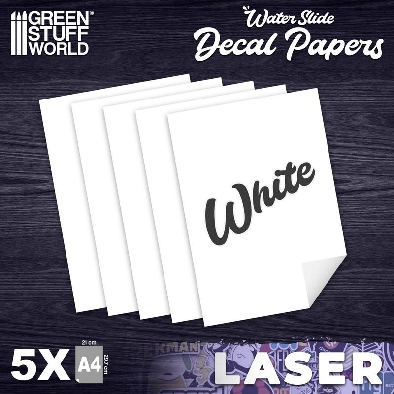Green Stuff World Waterslide Decals - Laser White