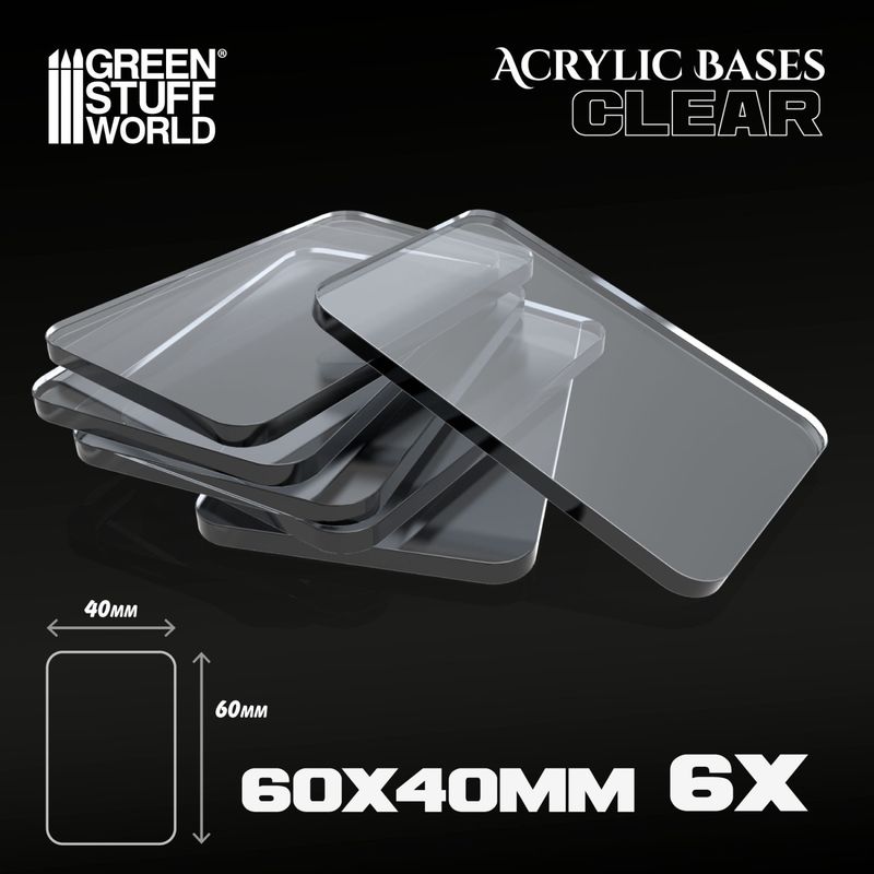Green Stuff World Acrylic Bases - Square 60x40mm CLEAR