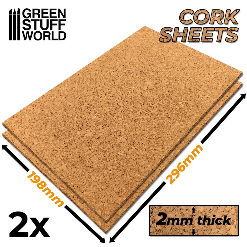 Green Stuff World Cork Sheet in 2mm x2
