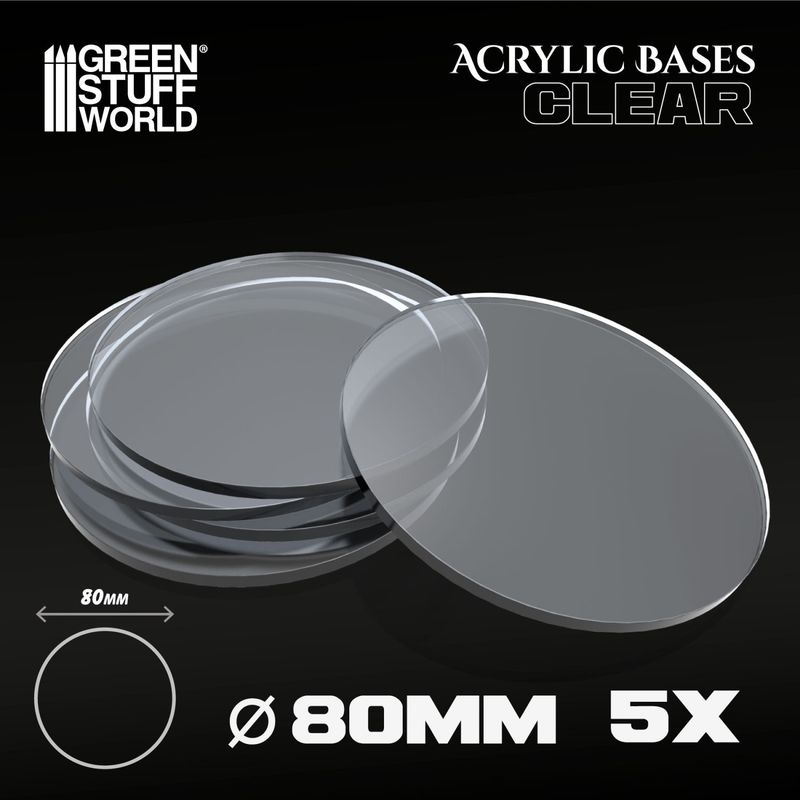 Green Stuff World Acrylic Bases - Round 80 mm CLEAR
