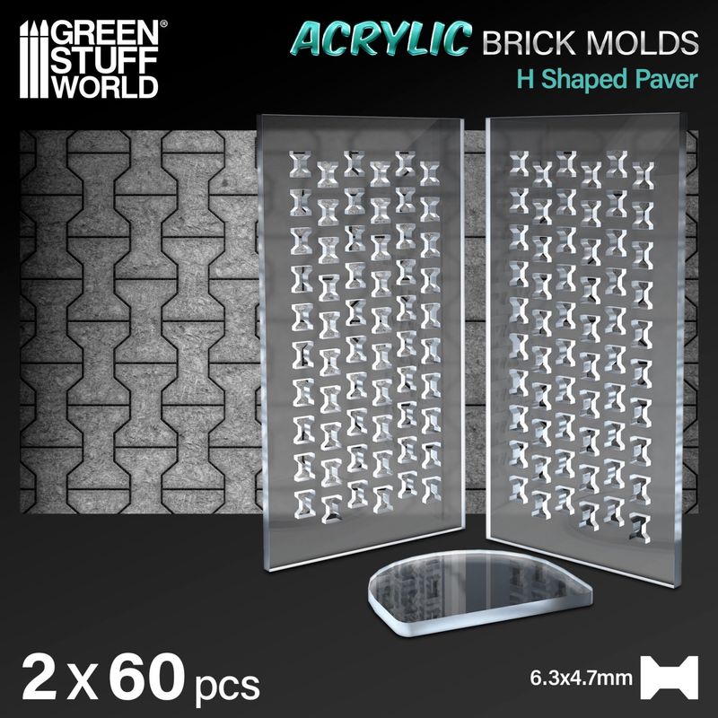 Green Stuff World Acrylic molds - H Shaped Paver