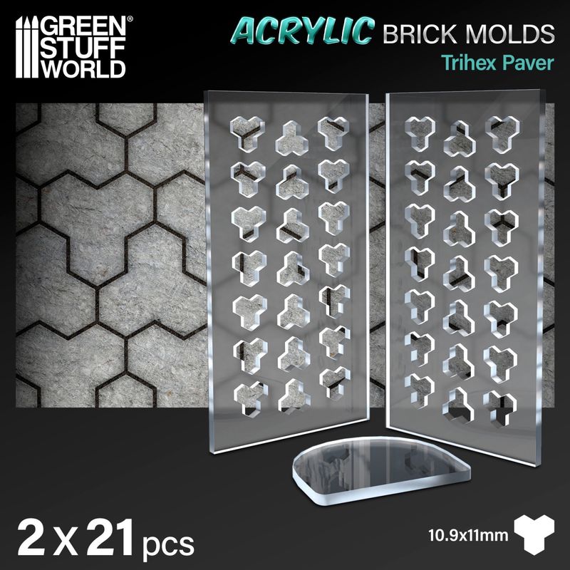 Green Stuff World Acrylic molds - Trihex Paver