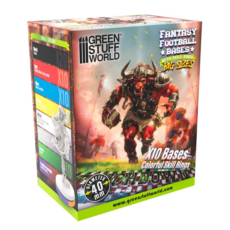 Green Stuff World Compatible Blood Bowl Bases 40mm with Skill Rings