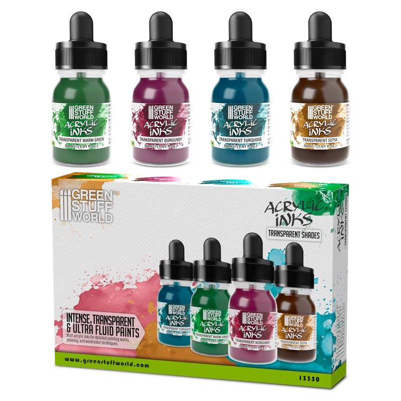 Green Stuff World Acrylic Inks Set - Transparent Shades (x4)