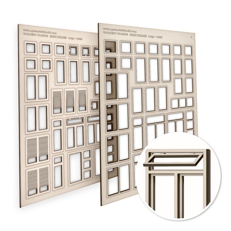 Green Stuff World Basic Square Miniature Windows - Large