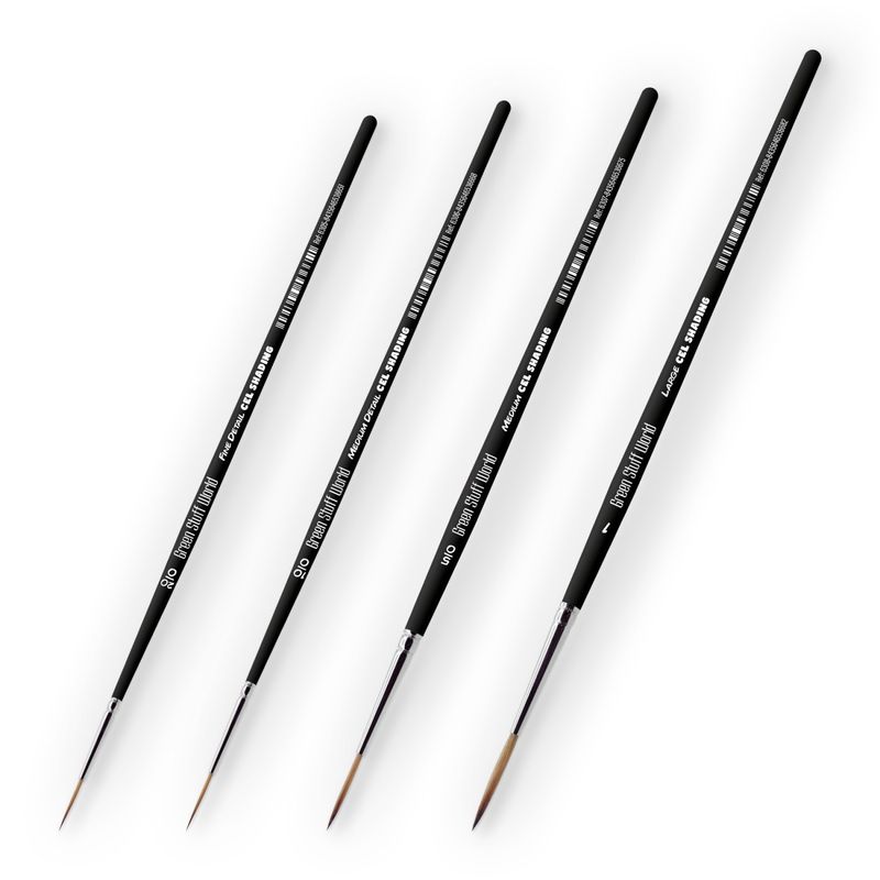 Green Stuff World Synthetic Cel Shading Brushes Pack x4