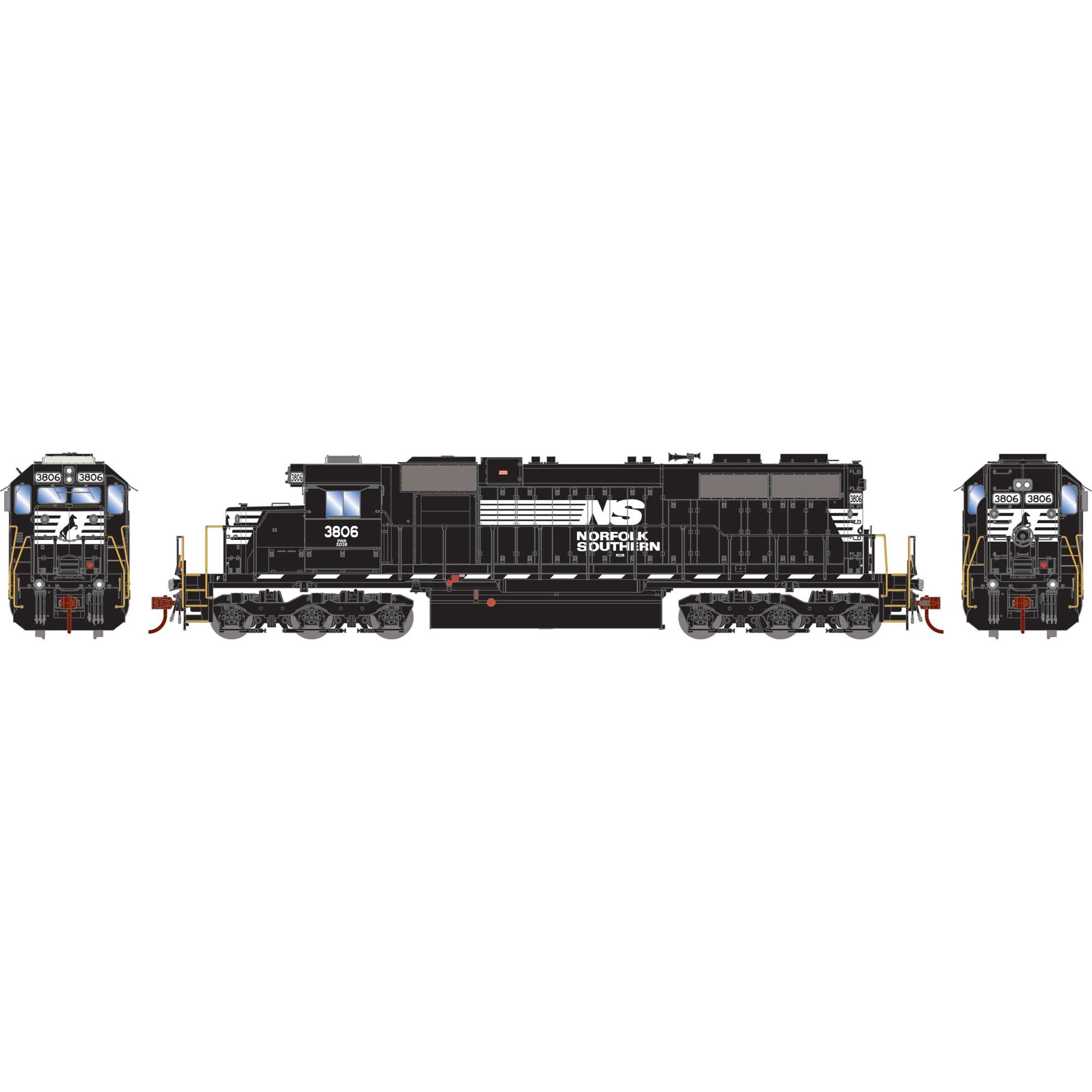 HO EMD SD38 Locomotive with DCC & Sound, NS #3806 (ATH-1441)