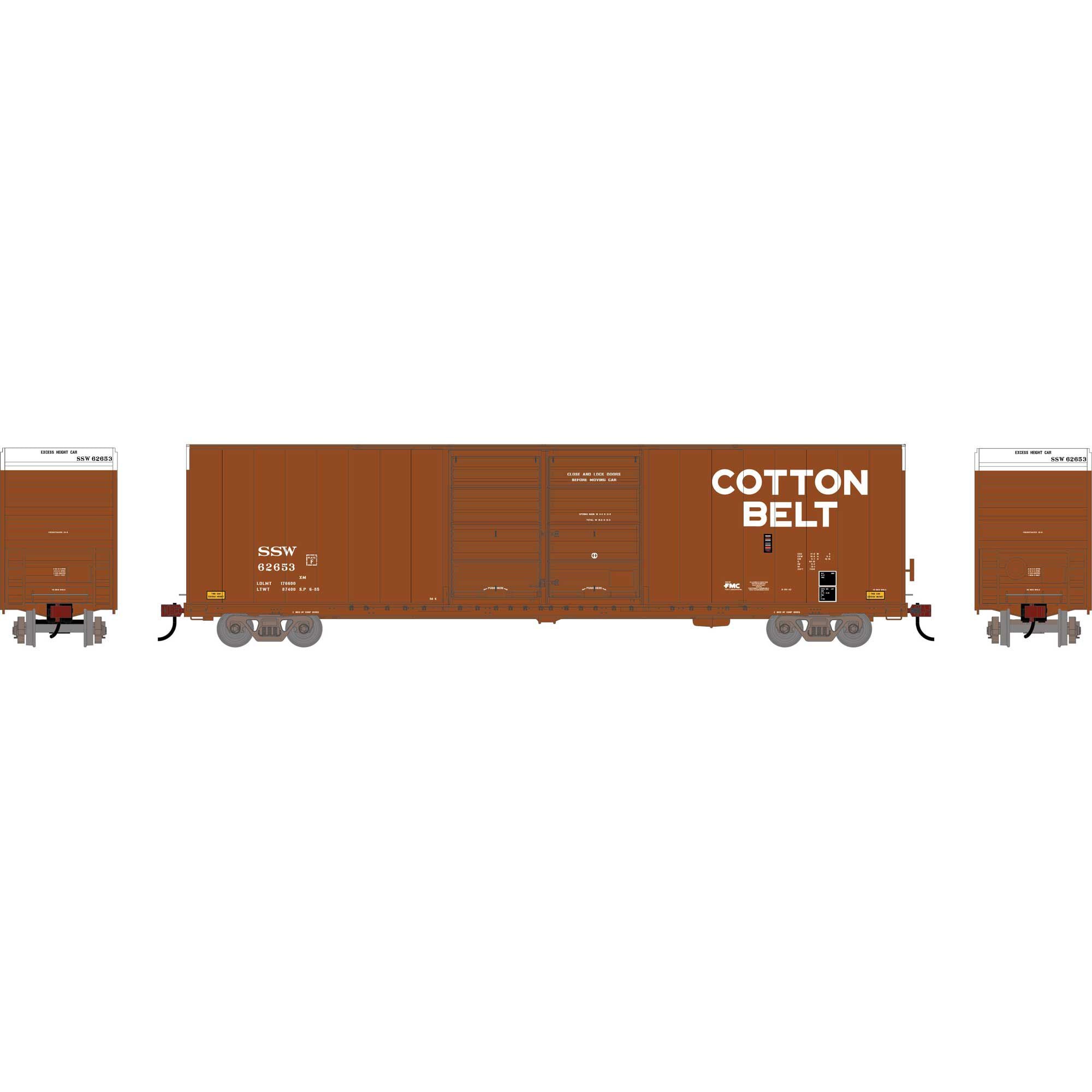HO 60' FMC Smooth Side Double Door Box Car SSW #62653 (ATH-1973)