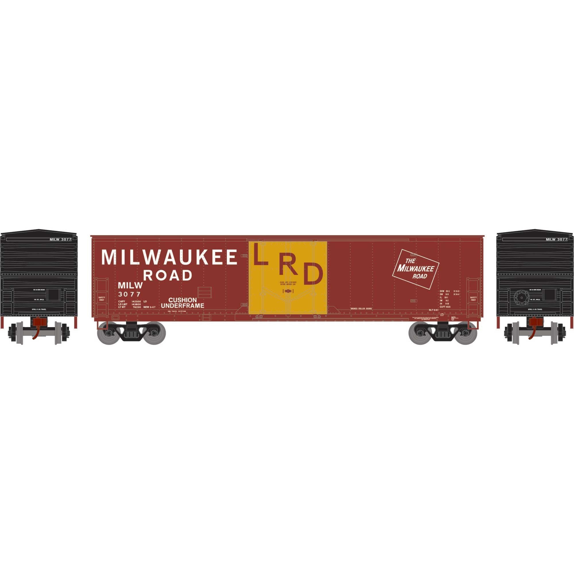 HO 50' Youngstown Plug Door Box Car MILW #3077 (ATH-2059)