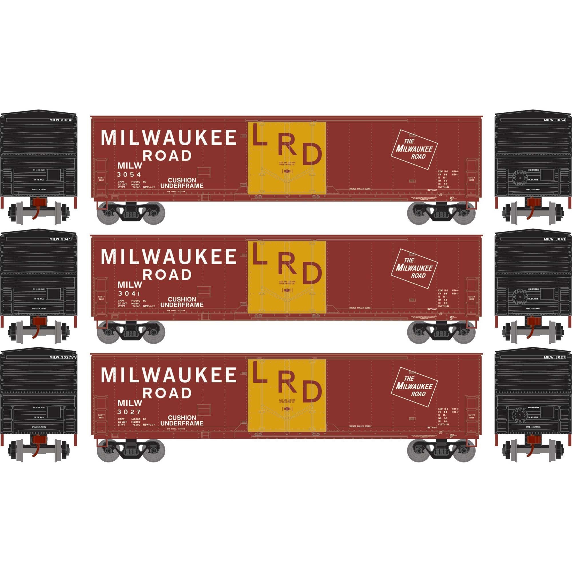 HO 50' Youngstown Plug Door Box Car MILW #3027/3041/3054 (ATH-2061)