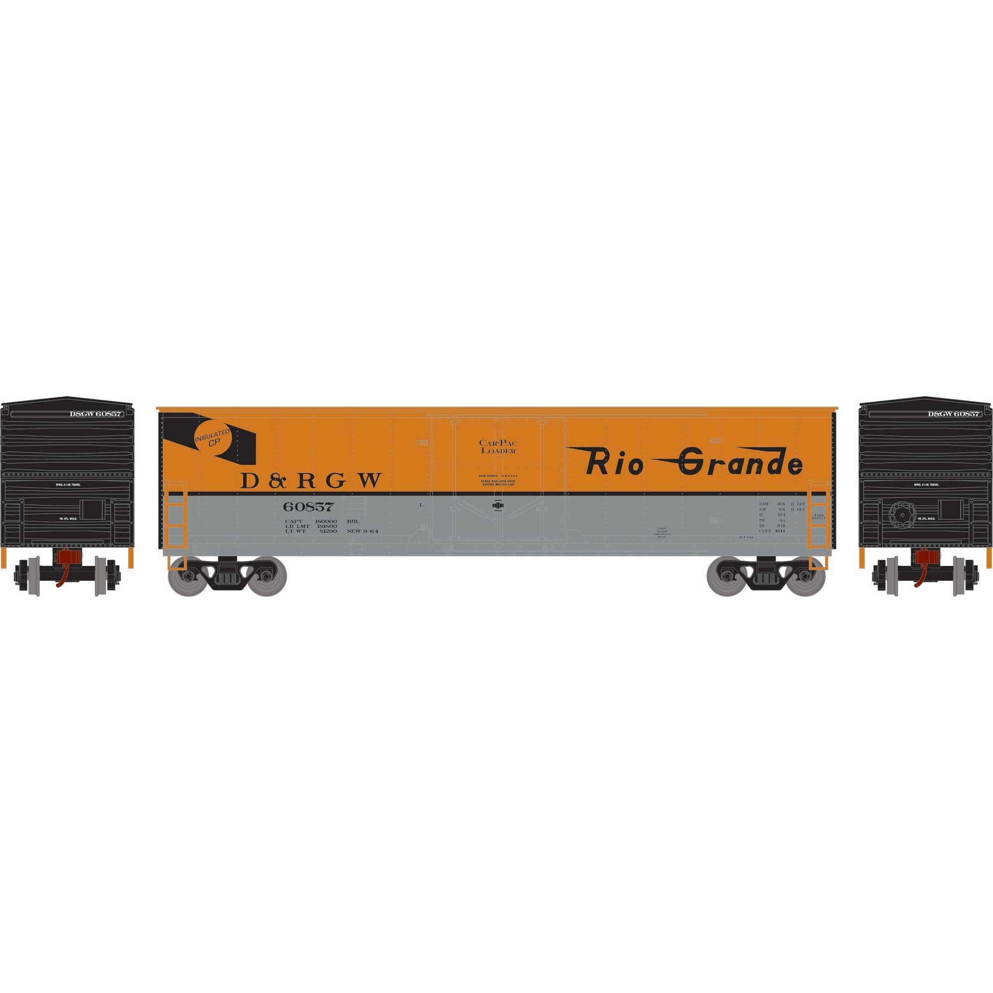 HO 50' Youngstown Plug Door Box Car DRGW #60857 (ATH-2062)