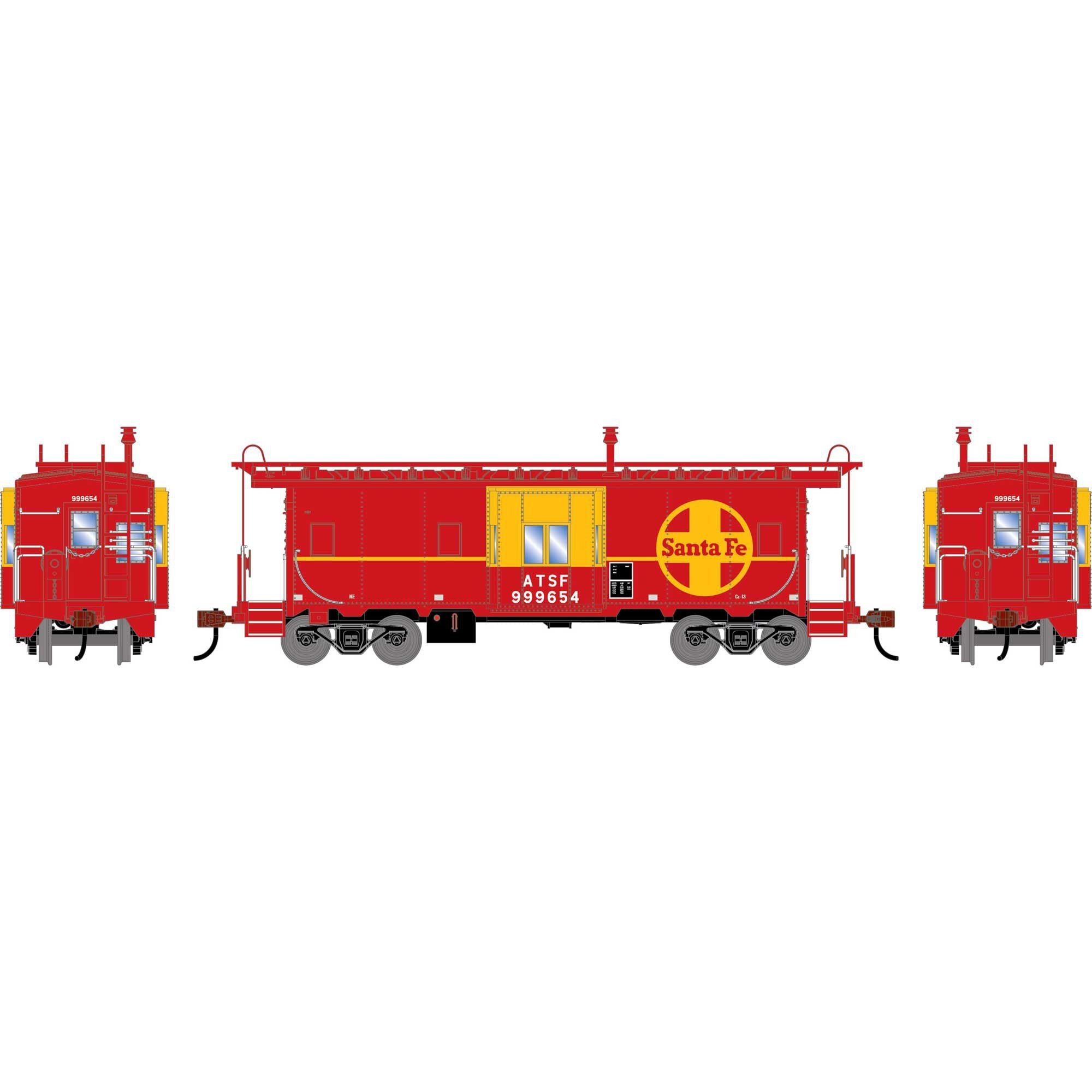 HO ATH Bay Window Caboose ATSF #999654 (ATH-2250)