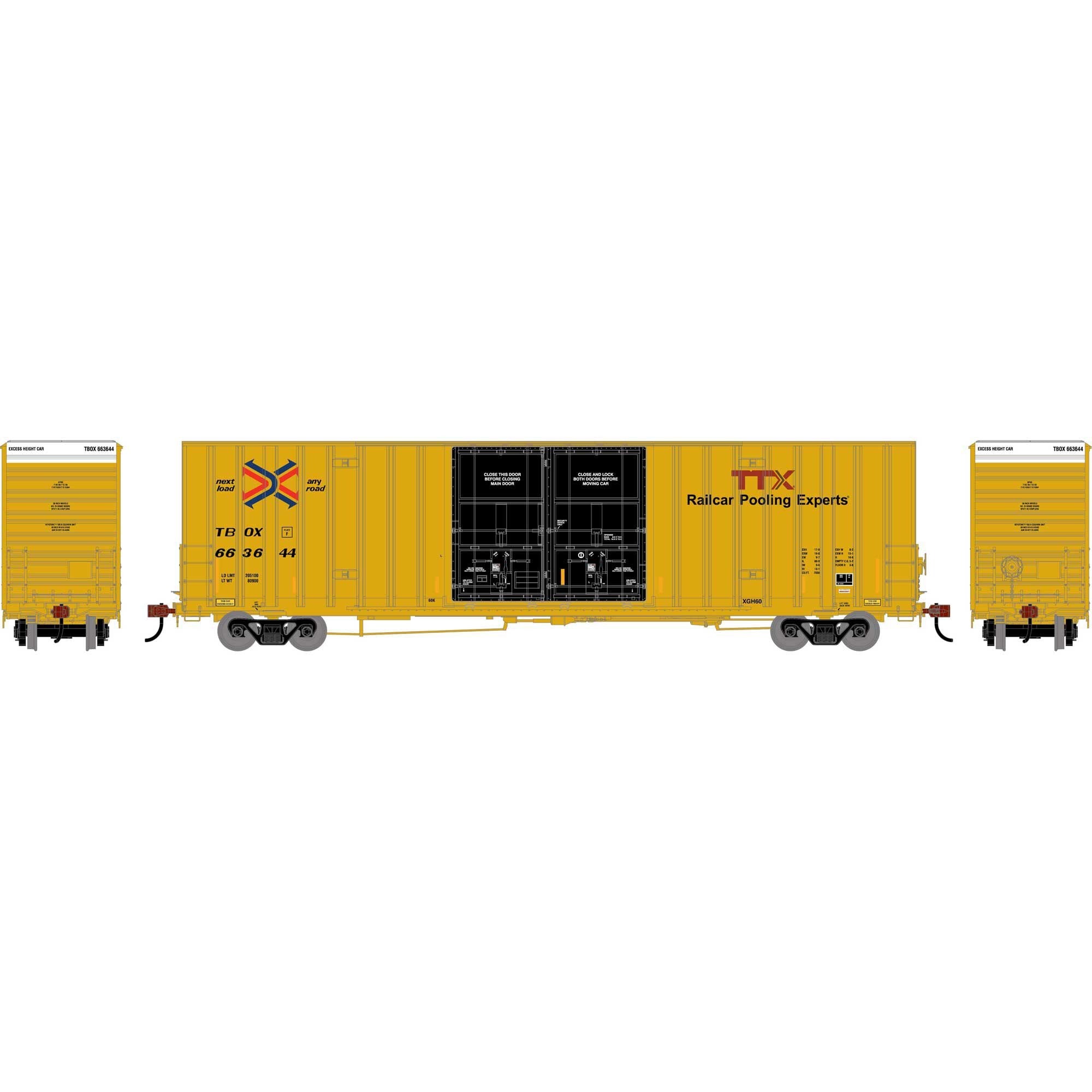 HO 60' Gunderson High Cube Double Door Box Car (ATH-2273)