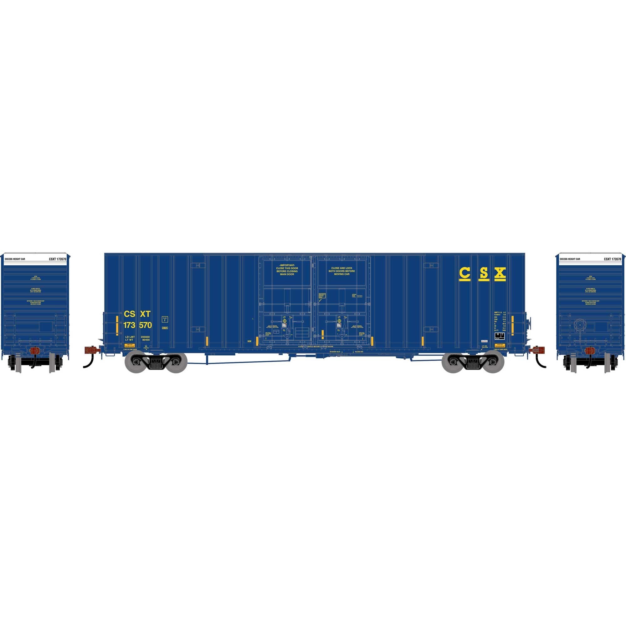 HO Athearn 60' Gunderson High Cube Double Door Box Car CSXT #173570 (ATH-2276)